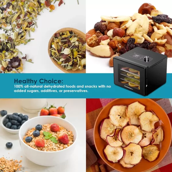 imageElite Gourmet Food Dehydrator Stainless Steel Trays Food Dehydrator Adjustable Temperature Controls Jerky Herbs Fruit Veggies Snacks4 Plastic Trays