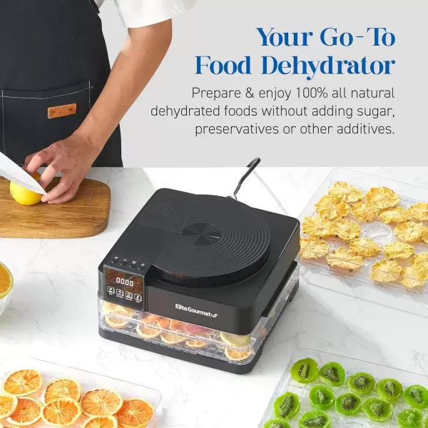 imageElite Gourmet Food Dehydrator Stainless Steel Trays Food Dehydrator Adjustable Temperature Controls Jerky Herbs Fruit Veggies Snacks5 Plastic Trays
