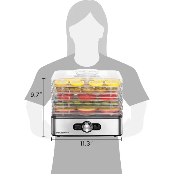 imageElite Gourmet Food Dehydrator Stainless Steel Trays Food Dehydrator Adjustable Temperature Controls Jerky Herbs Fruit Veggies Snacks5 Stainless Steel Trays