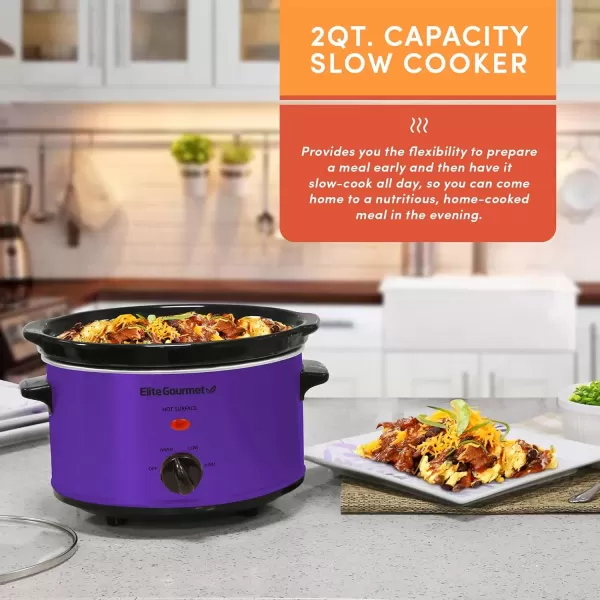 imageElite Gourmet MST250XS Electric Slow Cooker Ceramic Pot Adjustable Temp Entrees Sauces Stews ampamp Dips Dishwasher Safe Glass Lid ampamp Crock 15 Quart Stainless SteelPurple