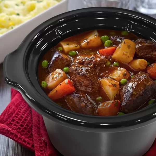 imageElite Gourmet MST250XS Electric Slow Cooker Ceramic Pot Adjustable Temp Entrees Sauces Stews ampamp Dips Dishwasher Safe Glass Lid ampamp Crock 15 Quart Stainless SteelStainless Steel