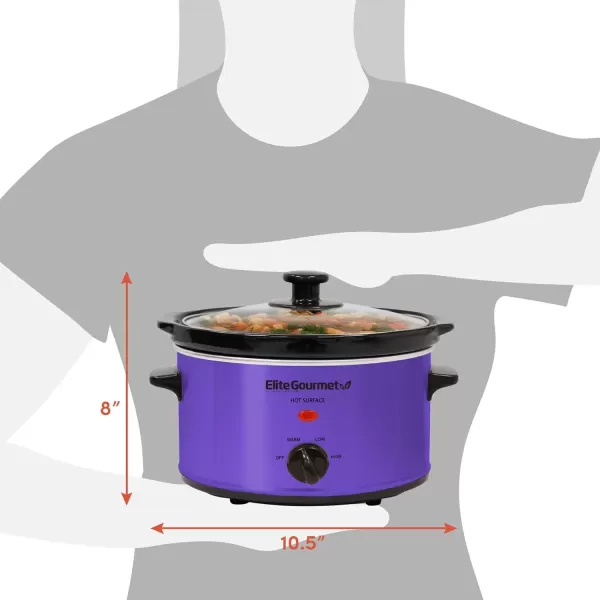 imageElite Gourmet MST250XS Electric Slow Cooker Ceramic Pot Adjustable Temp Entrees Sauces Stews ampamp Dips Dishwasher Safe Glass Lid ampamp Crock 15 Quart Stainless SteelPurple
