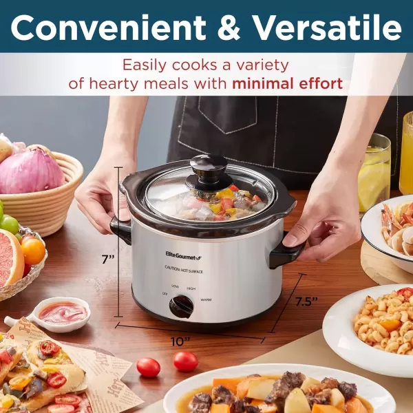 imageElite Gourmet MST250XS Electric Slow Cooker Ceramic Pot Adjustable Temp Entrees Sauces Stews ampamp Dips Dishwasher Safe Glass Lid ampamp Crock 15 Quart Stainless SteelStainless Steel