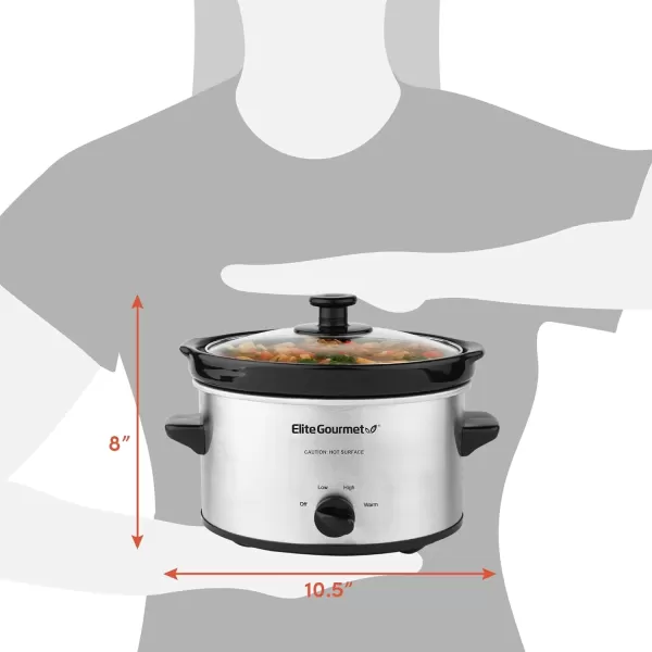 imageElite Gourmet MST250XS Electric Slow Cooker Ceramic Pot Adjustable Temp Entrees Sauces Stews ampamp Dips Dishwasher Safe Glass Lid ampamp Crock 15 Quart Stainless SteelStainless Steel