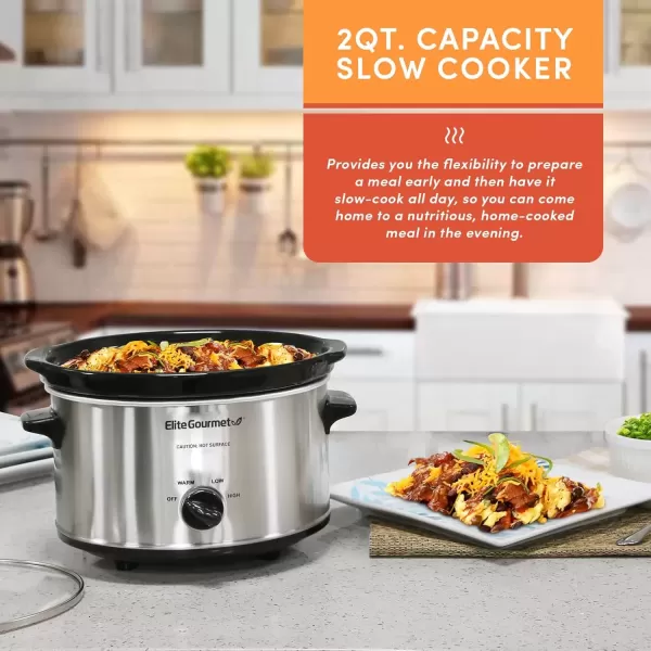 imageElite Gourmet MST250XS Electric Slow Cooker Ceramic Pot Adjustable Temp Entrees Sauces Stews ampamp Dips Dishwasher Safe Glass Lid ampamp Crock 15 Quart Stainless SteelStainless Steel