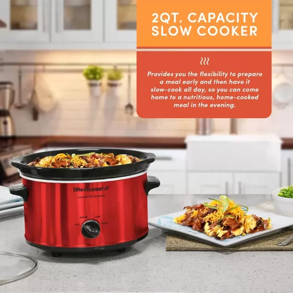 imageElite Gourmet MST250XS Electric Slow Cooker Ceramic Pot with Adjustable Temp Entrees Sauces Soups Roasts Stews ampamp Dips Dishwasher Safe 15 Quart Stainless SteelMetallic Red