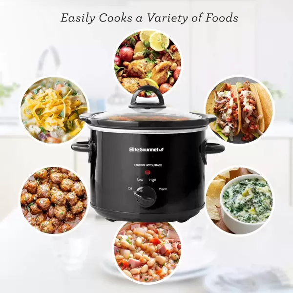 imageElite Gourmet MST350B Electric Slow Cooker Adjustable Temp Entrees Sauces Stews ampamp Dips Dishwasher Safe Glass Lid ampamp Crock 3 Quart Black3 Quarts