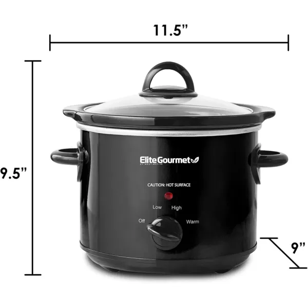 imageElite Gourmet MST350B Electric Slow Cooker Adjustable Temp Entrees Sauces Stews ampamp Dips Dishwasher Safe Glass Lid ampamp Crock 3 Quart Black3 Quarts