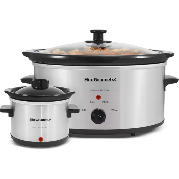 imageElite Gourmet MST350B Electric Slow Cooker Adjustable Temp Entrees Sauces Stews ampamp Dips Dishwasher Safe Glass Lid ampamp Crock 3 Quart Black5 Quarts