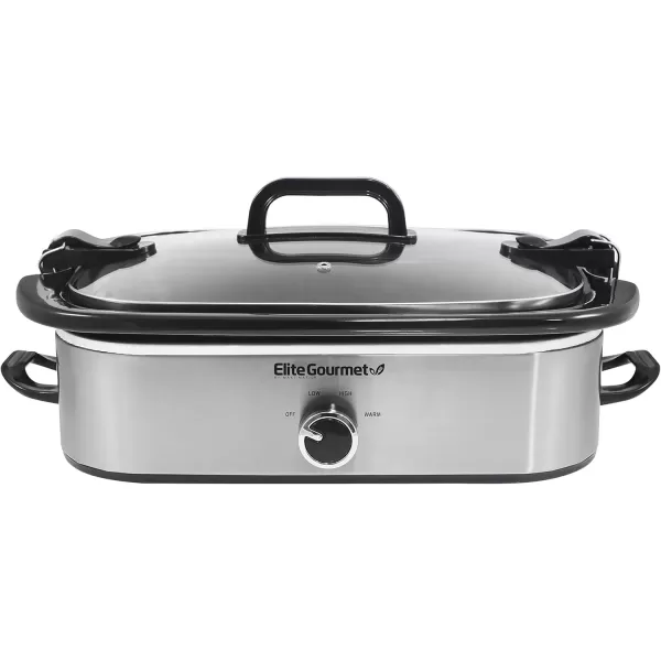 imageElite Gourmet MST5240 Casserole Crock Slow Cooker Locking Lid Adjustable Temperature Keep Warm Oven ampamp DishwasherSafe Casserole Pan 35Qt Capacity RedStainless Steel