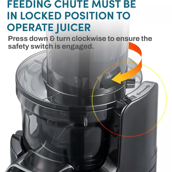 imageElite Gourmet Masticating Juicer Machines 12inch Juicer Masticating Cold Press Juicer Machines Juicer for Vegetables and Fruits Easy to Clean Juicer Charcoal GreyBlack