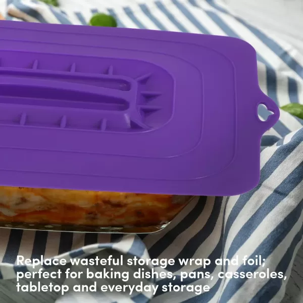 imageElite Gourmet MaxiMatic ECL3016 Rectangular Silicone Suction Lids and Food Covers Fits various sizes of casseroles baking pans dishes or containers Set of 3 MulticolorRectangular Lids