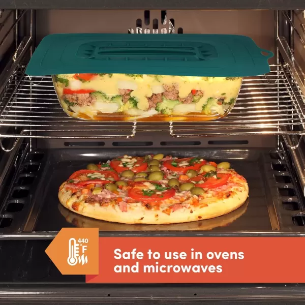 imageElite Gourmet MaxiMatic ECL3016 Rectangular Silicone Suction Lids and Food Covers Fits various sizes of casseroles baking pans dishes or containers Set of 3 MulticolorRectangular Lids