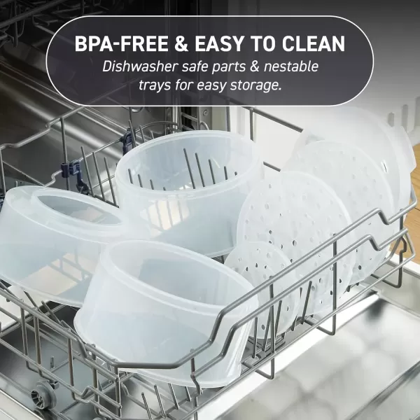 imageElite Gourmet MaxiMatic Electric Food Vegetable Steamer with BPAFree 3 Tier Stackable Nested Basket Trays Auto Shutoff 60min Timer 800W 9 Quart Stainless Steel75 Quart