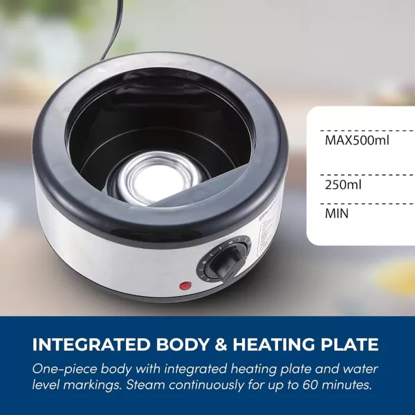 imageElite Gourmet MaxiMatic Electric Food Vegetable Steamer with BPAFree 3 Tier Stackable Nested Basket Trays Auto Shutoff 60min Timer 800W 9 Quart Stainless Steel25 Quart