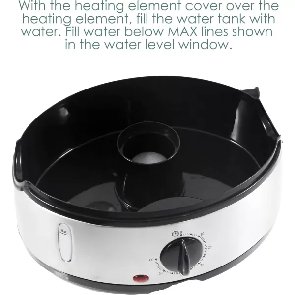 imageElite Gourmet MaxiMatic Electric Food Vegetable Steamer with BPAFree 3 Tier Stackable Nested Basket Trays Auto Shutoff 60min Timer 800W 9 Quart Stainless Steel95 Quart