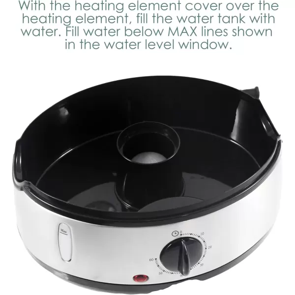 imageElite Gourmet MaxiMatic Electric Food Vegetable Steamer with BPAFree 3 Tier Stackable Nested Basket Trays Auto Shutoff 60min Timer 800W 95 Quart Stainless Steel EST4401Stainless Steel