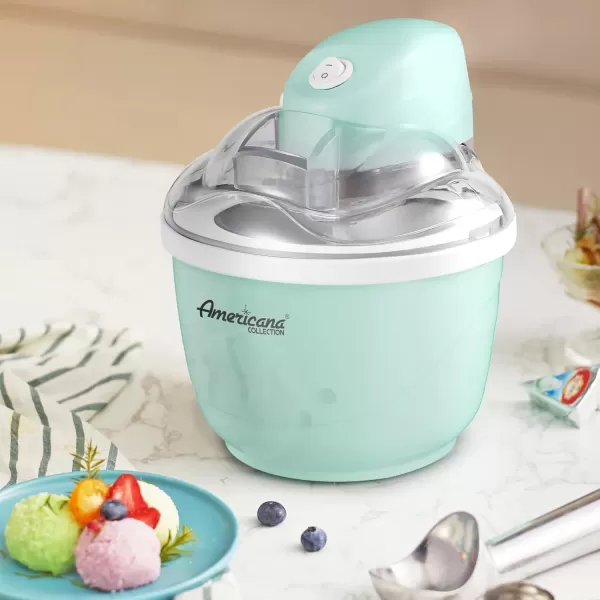 imageElite Gourmet Old Fashioned 4 Quart Vintage Wood Bucket Electric Ice Cream Maker Machine Appalachian Bonus Classic DieCast Hand Crank for Churning Uses Ice and Rock Salt Churns Ice Cream in MinuteSpearmint