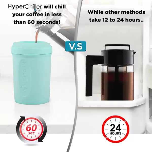 imageHyperChiller HC3 Patented Iced CoffeeBeverage Cooler NEW IMPROVEDSTRONGER AND MORE DURABLE Ready in One Minute Reusable for Iced Tea Wine Spirits Alcohol Juice 125 Oz BlackAqua Sky