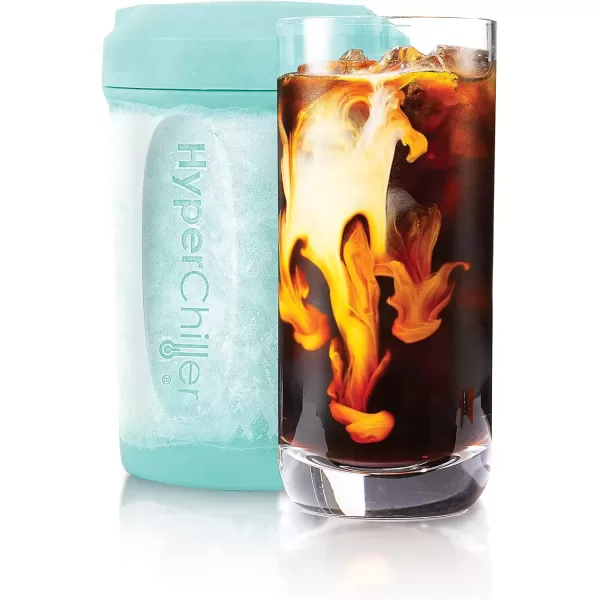 imageHyperChiller HC3 Patented Iced CoffeeBeverage Cooler NEW IMPROVEDSTRONGER AND MORE DURABLE Ready in One Minute Reusable for Iced Tea Wine Spirits Alcohol Juice 125 Oz BlackAqua Sky