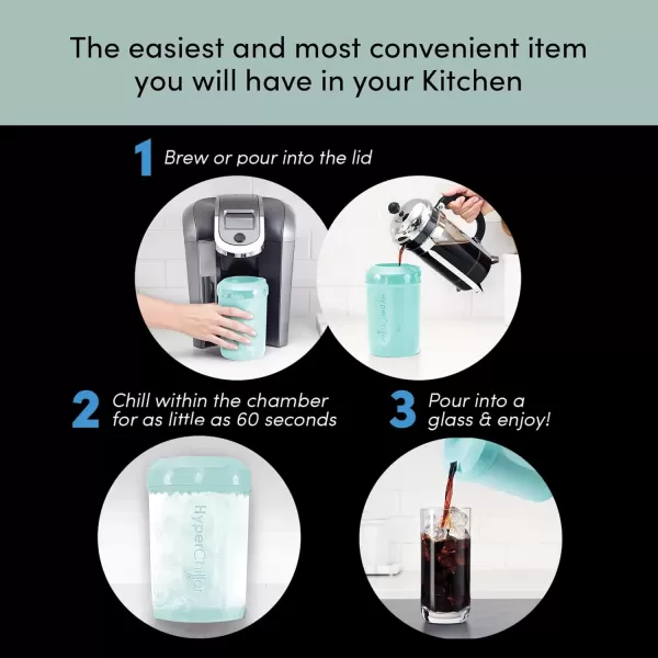 imageHyperChiller HC3 Patented Iced CoffeeBeverage Cooler NEW IMPROVEDSTRONGER AND MORE DURABLE Ready in One Minute Reusable for Iced Tea Wine Spirits Alcohol Juice 125 Oz BlackAqua Sky