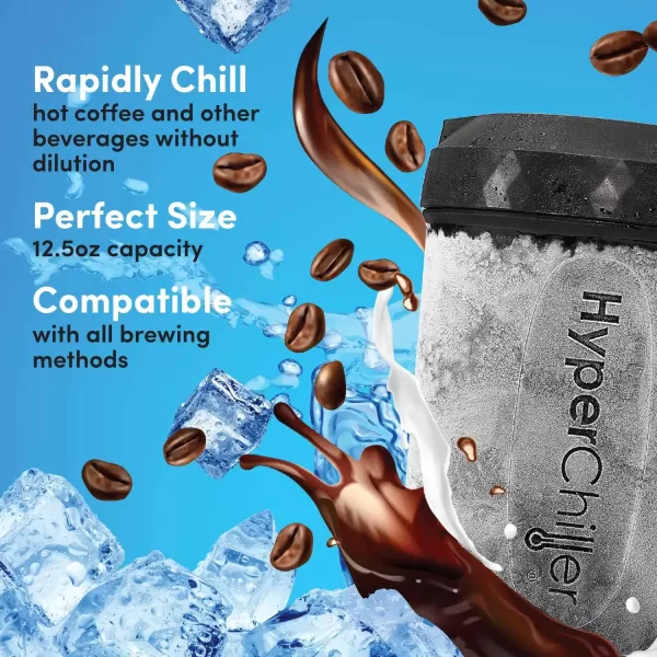 imageHyperChiller The Original but NEW StainlessSteel HC2SS Patented Iced CoffeeBeverage Cooler Ready in One Minute Reusable for Iced Tea Wine Spirits Alcohol Juice 125 oz Stainless SteelBlack