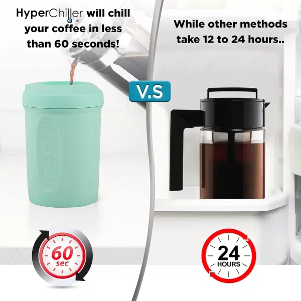 imageHyperChiller The Original but NEW StainlessSteel HC2SS Patented Iced CoffeeBeverage Cooler Ready in One Minute Reusable for Iced Tea Wine Spirits Alcohol Juice 125 oz Stainless SteelMint