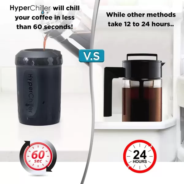 imageHyperChiller The Original but NEW StainlessSteel HC2SS Patented Iced CoffeeBeverage Cooler Ready in One Minute Reusable for Iced Tea Wine Spirits Alcohol Juice 125 oz Stainless SteelBlack
