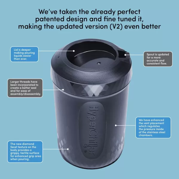 imageHyperChiller The Original but NEW StainlessSteel HC2SS Patented Iced CoffeeBeverage Cooler Ready in One Minute Reusable for Iced Tea Wine Spirits Alcohol Juice 125 oz Stainless SteelSlate Blue