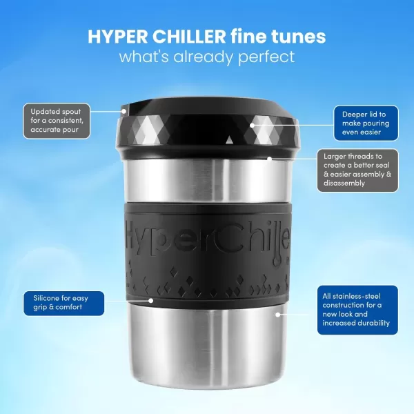 imageHyperChiller The Original but NEW StainlessSteel HC2SS Patented Iced CoffeeBeverage Cooler Ready in One Minute Reusable for Iced Tea Wine Spirits Alcohol Juice 125 oz Stainless SteelStainless Steel