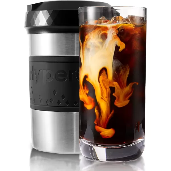 imageHyperChiller The Original but NEW StainlessSteel HC2SS Patented Iced CoffeeBeverage Cooler Ready in One Minute Reusable for Iced Tea Wine Spirits Alcohol Juice 125 oz Stainless SteelStainless Steel