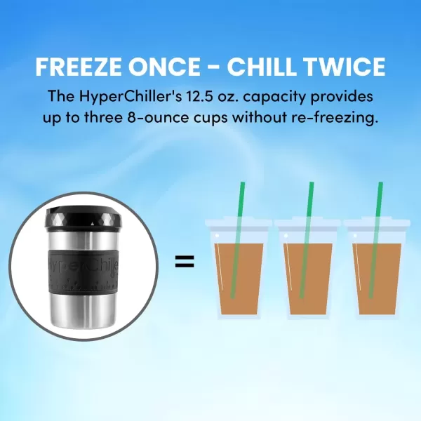 imageHyperChiller The Original but NEW StainlessSteel HC2SS Patented Iced CoffeeBeverage Cooler Ready in One Minute Reusable for Iced Tea Wine Spirits Alcohol Juice 125 oz Stainless SteelStainless Steel