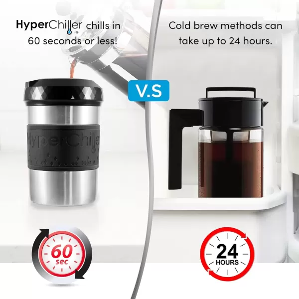 imageHyperChiller The Original but NEW StainlessSteel HC2SS Patented Iced CoffeeBeverage Cooler Ready in One Minute Reusable for Iced Tea Wine Spirits Alcohol Juice 125 oz Stainless SteelStainless Steel
