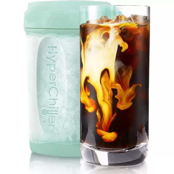 imageHyperChiller The Original but NEW StainlessSteel HC2SS Patented Iced CoffeeBeverage Cooler Ready in One Minute Reusable for Iced Tea Wine Spirits Alcohol Juice 125 oz Stainless SteelMint