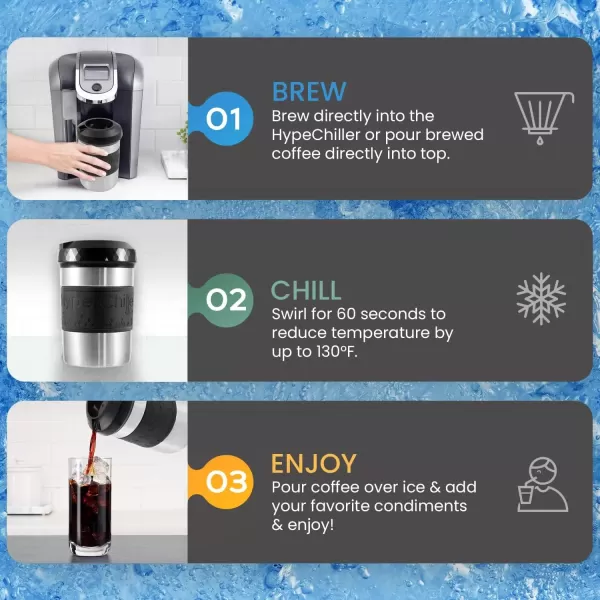 imageHyperChiller The Original but NEW StainlessSteel HC2SS Patented Iced CoffeeBeverage Cooler Ready in One Minute Reusable for Iced Tea Wine Spirits Alcohol Juice 125 oz Stainless SteelStainless Steel