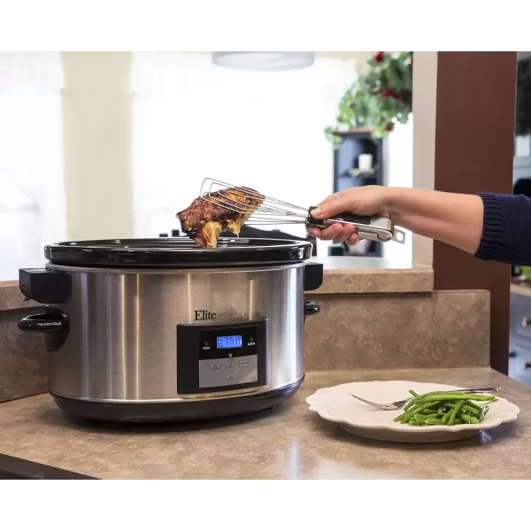 imageMaxiMatic Elite Platinum MST900VXD 85Quart Stainless Steel Programmable Slow Cooker wLocking Lid Black