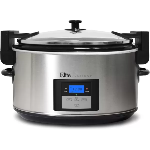 imageMaxiMatic Elite Platinum MST900VXD 85Quart Stainless Steel Programmable Slow Cooker wLocking Lid Black