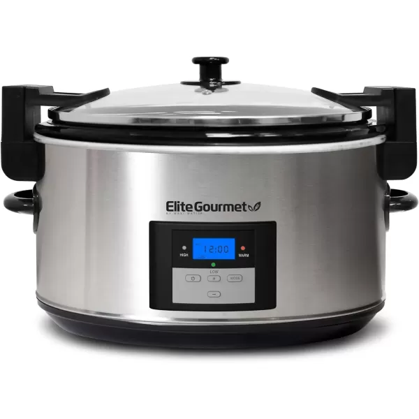 imageMaxiMatic Elite Platinum MST900VXD 85Quart Stainless Steel Programmable Slow Cooker wLocking Lid Black