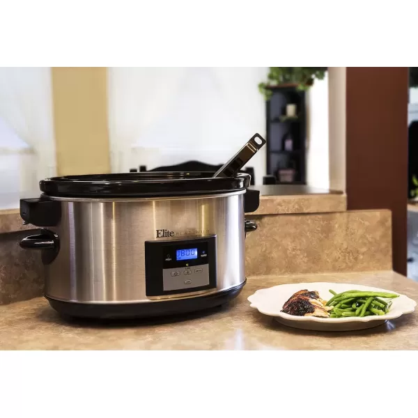 imageMaxiMatic Elite Platinum MST900VXD 85Quart Stainless Steel Programmable Slow Cooker wLocking Lid Black