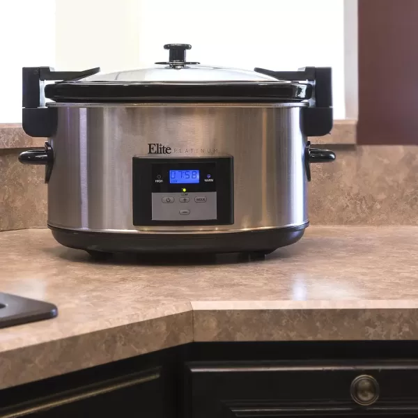 imageMaxiMatic Elite Platinum MST900VXD 85Quart Stainless Steel Programmable Slow Cooker wLocking Lid Black