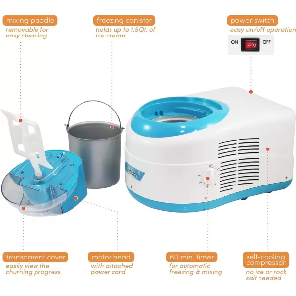 imageMaxiMatic Mr Freeze EIM550BL 15 Quart Ice Cream Maker with Compressor Blue