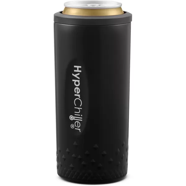 imageNEW HyperChiller SLIM HBC100SS Dual Wall Vacuum Insulated Slim Can Cooler Beer Soda Energy Drinks Seltzer Wine Cooler Fits All Standard 12 OZ Slim Cans Cup Holder Friendly Stainless SteelBlack