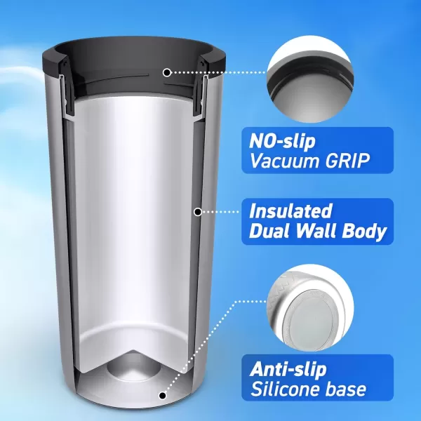 imageNEW HyperChiller SLIM HBC100SS Dual Wall Vacuum Insulated Slim Can Cooler Beer Soda Energy Drinks Seltzer Wine Cooler Fits All Standard 12 OZ Slim Cans Cup Holder Friendly Stainless SteelStainless Steel