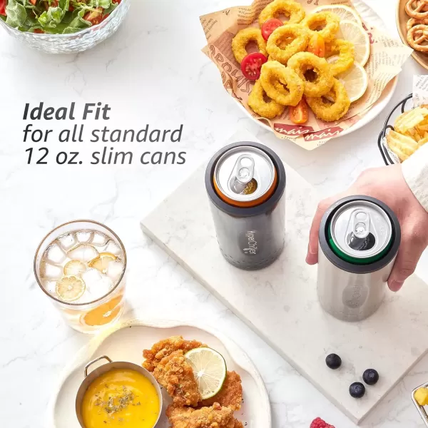 imageNEW HyperChiller SLIM HBC100SS Dual Wall Vacuum Insulated Slim Can Cooler Beer Soda Energy Drinks Seltzer Wine Cooler Fits All Standard 12 OZ Slim Cans Cup Holder Friendly Stainless SteelBlack