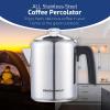 imageElite Gourmet EC008 Classic Stovetop Coffee Percolator Glass Clear Brew Progress Knob CoolTouch Handle Cordless Serve 8Cup Stainless SteelStainless Steel