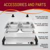 imageElite Gourmet EWM6171 Triple 3 x 25 Qt Trays Buffet Server Food Warmer Temperature Control Clear Slotted Lids Perfect for Parties Entertaining ampamp Holidays 75 Qt Total Stainless Steel5 Quart