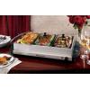 imageElite Gourmet EWM6171 Triple 3 x 25 Qt Trays Buffet Server Food Warmer Temperature Control Clear Slotted Lids Perfect for Parties Entertaining ampamp Holidays 75 Qt Total Stainless Steel75 Quart  3 Trays