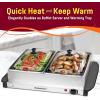 imageElite Gourmet EWM6171 Triple 3 x 25 Qt Trays Buffet Server Food Warmer Temperature Control Clear Slotted Lids Perfect for Parties Entertaining ampamp Holidays 75 Qt Total Stainless Steel5 Quart