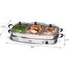 imageElite Gourmet EWM9933 Triple 3 x 25 Quart Trays Buffet Server 75 Qt Oven Safe Pan Food Warmer Temperature Control Clear Slotted Lids Perfect for Parties Entertaining ampamp Holidays Stainless Steel75 Quart  4 Trays