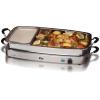 imageElite Gourmet EWM9933 Triple 3 x 25 Quart Trays Buffet Server 75 Qt Oven Safe Pan Food Warmer Temperature Control Clear Slotted Lids Perfect for Parties Entertaining ampamp Holidays Stainless Steel75 Quart  4 Trays